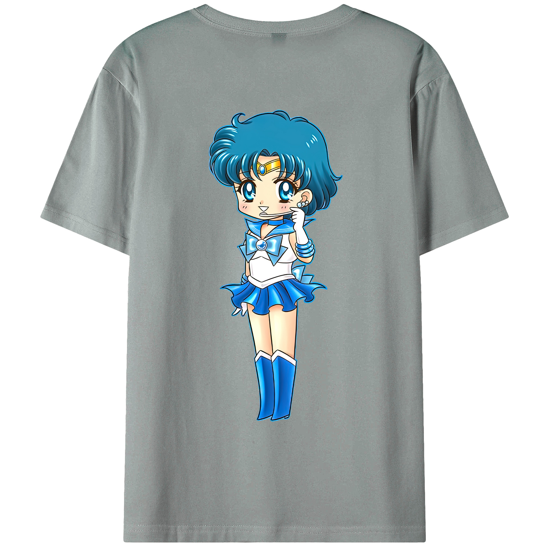 （画像用） 美少女戦士セーラームーン 水野 亜美 みずの あみ Sailor Moon Mizuno Ami 綿100％ メンズ半袖Tシャツ（バックプリント） 通気性